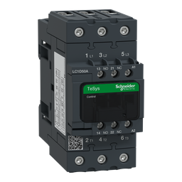 LC1D50AB6 – IEC contactor, TeSys Deca, nonreversing, 50A, 40HP at 480VAC, up to 100kA SCCR, 3 phase, 3 NO, 24VAC 60Hz coil, open style