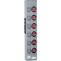 EZM116125X – Branch unit, EZ Meter-Pak, 125A, 6 x 4 jaw sockets, 120/240VAC, no bypass, ringed, 1200A Al/Cu busbar