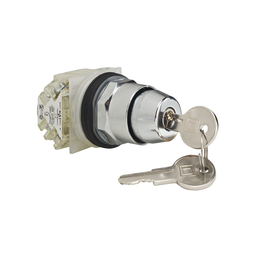 9001KS11K3H2 – Selector switch, Harmony 9001K, metal, key switch, 30mm, key E10, 2 positions, stay put, 2 changeovers