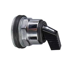 9001KS63FB – Selector switch head, Harmony 9001K, metal, long handle, black, 30mm, 3 positions, spring return left to center
