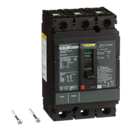 HDL36100C – Circuit breaker, PowerPacT H, 100A, 3 pole, 600VAC, 14kA, lugs, thermal magnetic, 100%