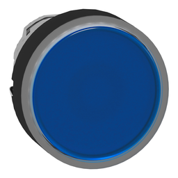 ZB4BW3637 – Head for illuminated push button, Harmony XB4, blue flush, 22mm, universal LED, spring return, plain, unmarked