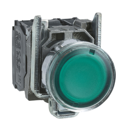 XB4BW3365 – Illuminated push button, Harmony XB4, metal, flush, green, 22mm, spring return, lt 250V, 1NO 1NC