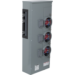 EZMR113225X – Branch unit, EZ Meter-Pak, 225A, 3 x 5 jaw sockets, 120/240VAC, no bypass, ringless, 1200A Al/Cu busbar