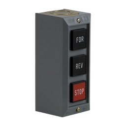 9001BG302 – Push button, Type B, standard duty control station, 5A, 600 VAC, FORWARD/REVERSE/STOP, NEMA 1