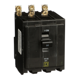 QOB3305237 – Mini circuit breaker, QO, 30A, 3 pole, 120/240VAC, 10kA, bolt on, ring