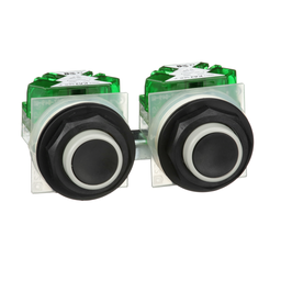 9001SKRU1 – 30mm Push Button, Type SKYP, single speed push button, two momentary interlocked, no guard, black