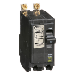 QOB2605272 – Mini circuit breaker, QO, 60A, 2 pole, 120/240VAC, 10kA, bolt on, 48VDC rating
