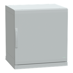 NSYPLAZ776G – Floor standing polyester enclosure, Thalassa PLA, plain door, open bottom, 750x750x620mm, IP54, IK10