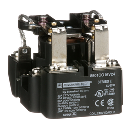 8501CO16V24 – Power Relay, Type C, 2 hp, 30A resistive at 300VAC, DPDT, 2 normally open and 2 normally closed contact, 240VAC coil