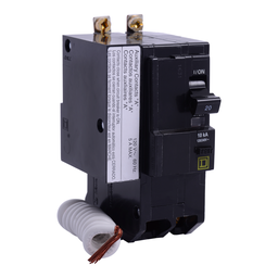 QOB220EPD1200 – Mini circuit breaker, QO, 20A, 2 pole, 120/240VAC, 10kA, bolt on, 30mA grd fault B, aux switch 1A
