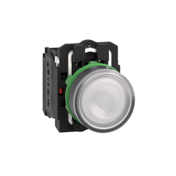 XB5AW31G5 – Illuminated push button, Harmony XB5, plastic, flush, white, 22mm, universal LED, plain lens, 1NO   1NC, 110…120V AC