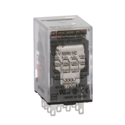 8501RS14P14V20 – Miniature Relay, Harmony 8501R, low voltage, 4PDT, green LED, socket mounting, 120V AC, 4NO  4NC