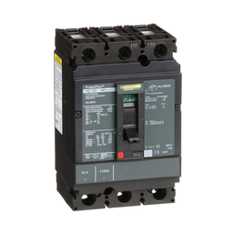 HDL36070 – Circuit breaker, PowerPacT H, 70A, 3 pole, 600VAC, 14kA, lugs, thermal magnetic, 80%