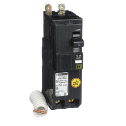 QOB215CAFI – Mini circuit breaker, QO, 15A, 2 pole, 120/240VAC, 10kA, bolt on, combo ARC fault, pigtail