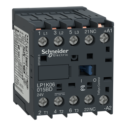 LP1K09015BD – Contactor, TeSys K, 3P, AC-3, lt or eq to 440V, 9A, 1 NC aux, 24VDC coil