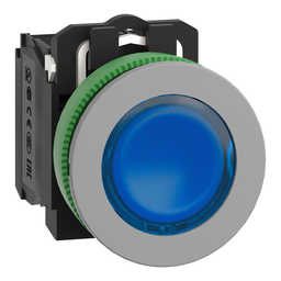 XB5FW36B5C0 – Illuminated push button, Harmony XB5, antimicrobial, grey bezel, blue flush, 30mm, universal LED, 24V AC DC, 1NO   1NC