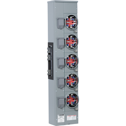 EZMH115125X – Branch unit, EZ Meter-Pak, 125A, 5 x 5 jaw sockets, 120/240VAC, horn bypass, ringless, 1200A Al/Cu busbar