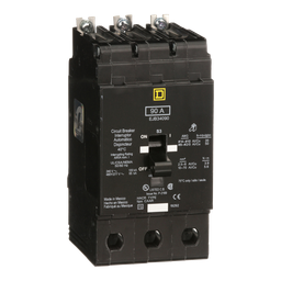 EJB34090 – Mini circuit breaker, E-Frame, 90A, 3 pole, 480Y/277VAC, 100kA max, bolt on