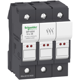 DF103V – Fuse carrier, TeSys DF, 3P, 32A, 690VAC, fuse size 10x38mm, blown fuse indicator