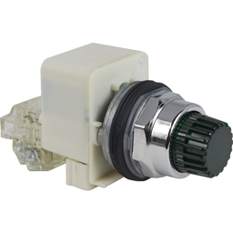 9001K2L35LGG – Illuminated push-button head, Harmony 9001K, metal, projecting, green, 30mm, spring return, LED green, 24-28V