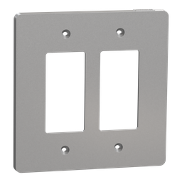 SQWS141002GY – Cover frame, X Series, 2 gangs, screw fixed, mid sized plus, gray, matte finish