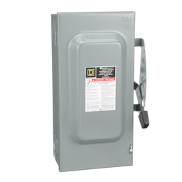 D223N – Safety switch, general duty, fusible, 100A, 2 pole, 30hp, 240VAC, NEMA 1, neutral factory installed