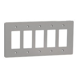 SQWS141005GY – Cover frame, X Series, 5 gangs, screw fixed, mid sized plus, gray, matte finish