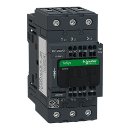 LC1D50A3BD – IEC contactor, TeSys Deca, nonreversing, 50A, 40HP at 480VAC, 3 phase, 3 pole, 3 NO, 24VDC coil, open style