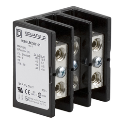 9080LBC362101 – Power distribution block, Linergy, 3 pole, 1 line, 1 load, 150A Cu, 600V