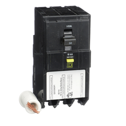 QO330GFI – Mini circuit breaker, QO, 30A, 3 pole, 208Y/120VAC, 10kA, plug in, 6mA grd fault A, pigtail