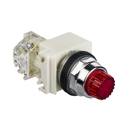 9001K2L35LRRH13 – Illuminated push button, Harmony 9001K, metal, projecting, red, 30mm, spring return, LED red, 24…28V, 1 CO
