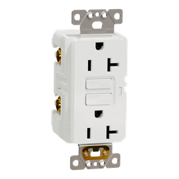 SQR51201WH – Socket-outlet, X Series, 20A, decorator, GFCI, tamper resistant, commercial, white, matte finish