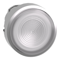ZB4BW313S – Head for illuminated push button, Harmony XB4, metal, white flush, 22mm, universal LED, spring return, grooved lens