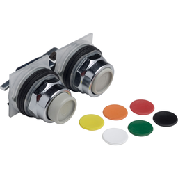 9001KR11U – Head for spring return push button, Harmony 9001K, metal, flush, 7 colours choice, 30mm, stay put, with mechanical interlocking