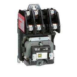 8903LO30V02 – Contactor, Type L, multipole lighting, electrically held, 30A, 3 pole, 600V, 110/120VAC 50/60Hz coil, open style