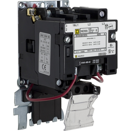 8536SBO2V02ES – NEMA Motor Starter, Type S, nonreversing, Size 0, 18A, 5 HP at 460 VAC, up to 65 kA SCCR, 3 phase, 3 pole, bimetal, 120 VAC coil, open