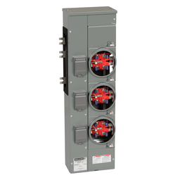 EZMR113125 – Branch unit, EZ Meter-Pak, 125A, 3 x 5 jaw sockets, 120/240VAC, no bypass, ringless, 800A Al busbar