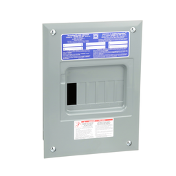 HOM612L100F – Load center, Homeline, 1 phase, 6 spaces, 12 circuits, 100A fixed main lugs, NEMA1, flush cover