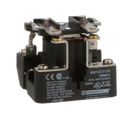 8501CO7V29 – Power Relay, Type C, 2 HP, 30A resistive at 300 VAC, DPST, 2 normally open contacts, 480 VAC coil