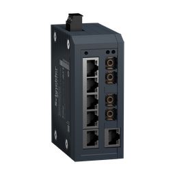 MCSESU083F2CS0 – network switch, Modicon Networking, standard unmanaged, 6 ports for copper with 2 ports for singlemode fiber optic