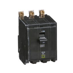 QOB330VH – Mini circuit breaker, QO, 30A, 3 pole, 120/240VAC, 22kA, bolt on