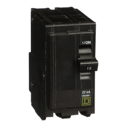 QO215VH – Mini circuit breaker, QO, 15A, 2 pole, 120/240VAC, 22kA, plug in