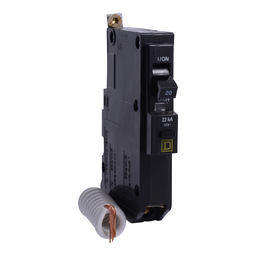 QOB120VHEPD – Mini circuit breaker, QO, 20A, 1 pole, 120VAC, 22kA, bolt on, 30mA grd fault B