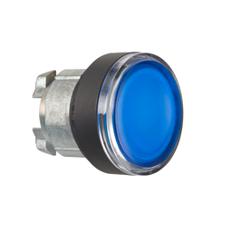ZB4BW367 – Head for illuminated push button, Harmony XB4, black metal, blue flush, 22mm, spring return, BA9s bulb, unmarked