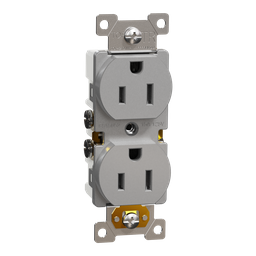 SQR42101GY – Socket-outlet, X Series, 15A, standard, duplex, tamper resistant, residential, gray, matte finish