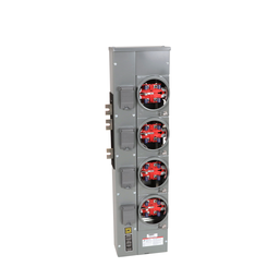 EZMR114125X – Branch unit, EZ Meter-Pak, 125A, 4 x 5 jaw sockets, 120/240VAC, no bypass, ringless, 1200A Al/Cu busbar