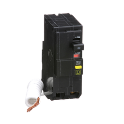 QO260GFI – Mini circuit breaker, QO, 60A, 2 pole, 120/240VAC, 10kA, plug in, 6mA grd fault A, pigtail