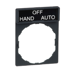 ZBY2387 – Harmony, 22mm Push Button, legend holder 30 x 40 mm, with legend 8 x 27 mm, marked HAND OFF AUTO