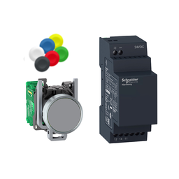 XB4RFB01 – Wireless and batteryless package, Harmony XB5R, Wireless metal 22mm black pushbutton, non configurable receiver, 24V DC